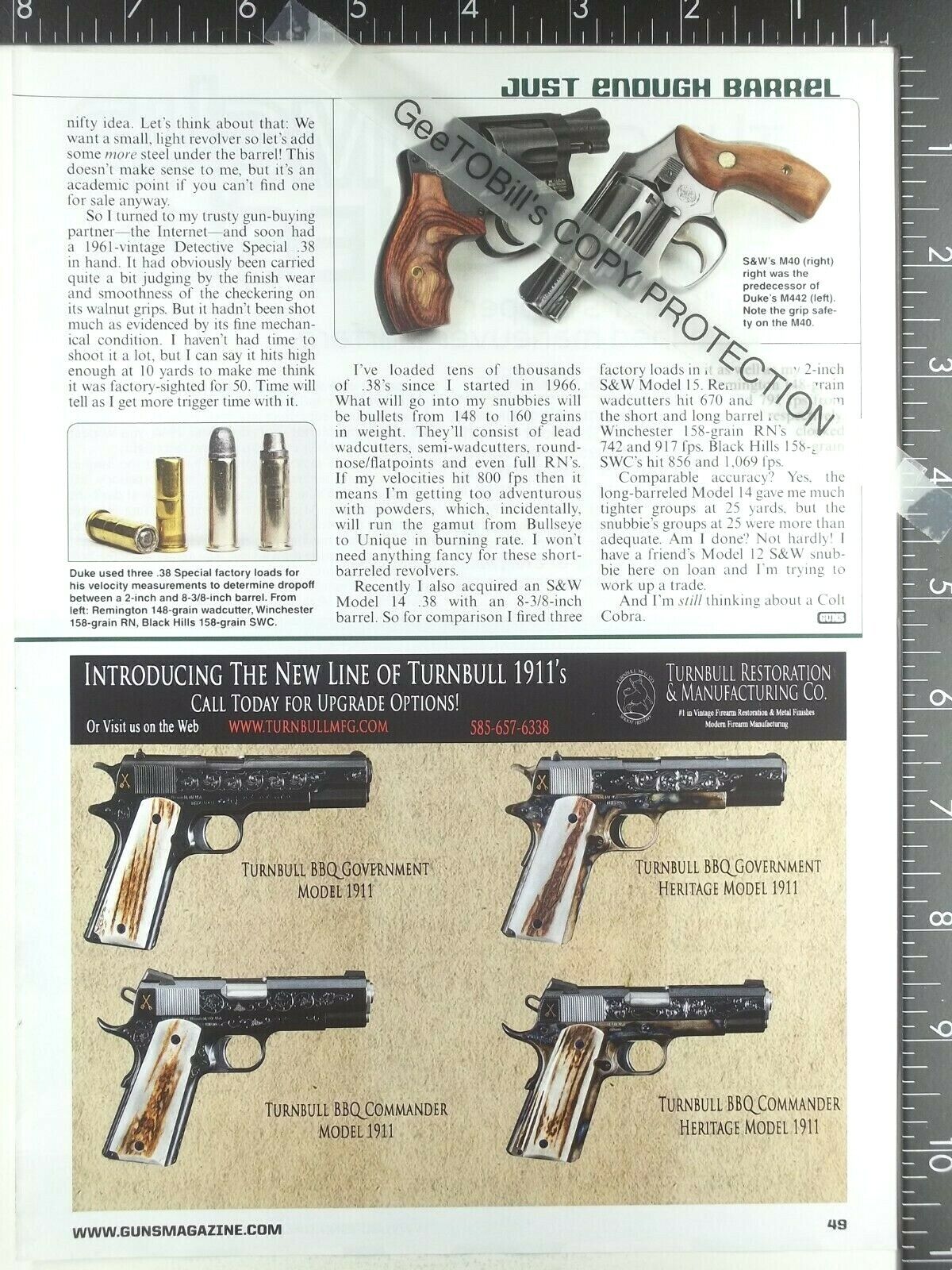 2015 ADVERTISING AD for Turnbull BBQ Goverment Commander Heritage1911 pistol gun