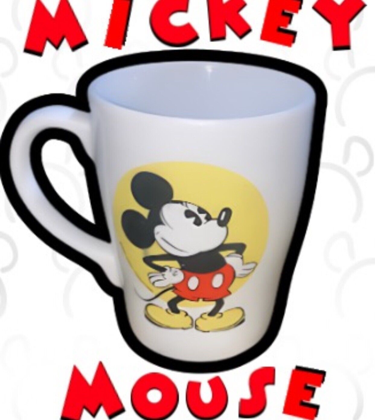 Vintage Walt Disney World Disneyland Porcelain Coffee Mug Cup Mickey Mouse Japan
