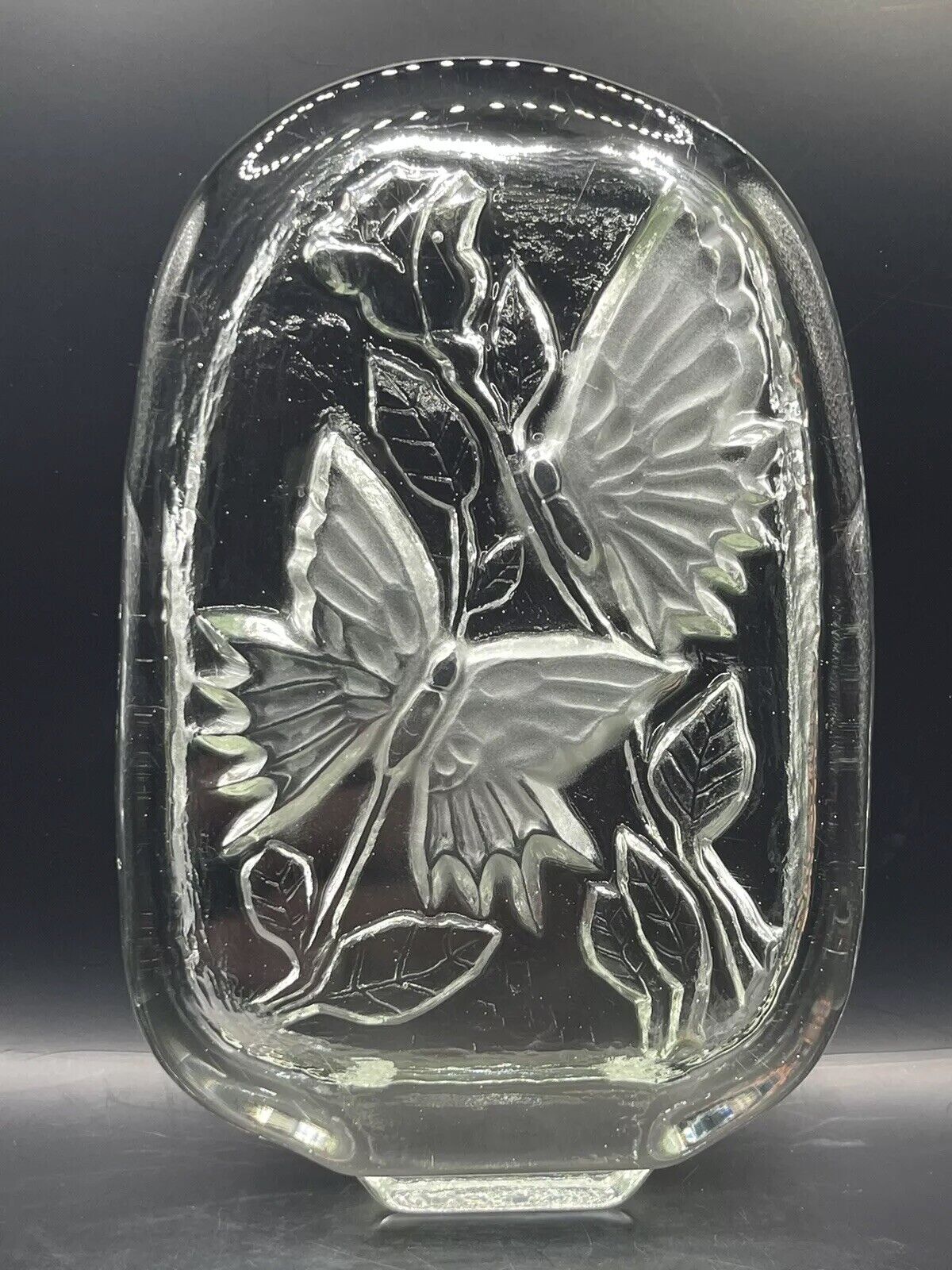 LE Smith Crystal Butterfly & Rose Paperweight
