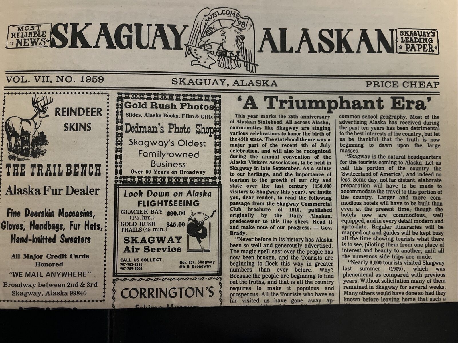 Skaguay Alaska Newspaper Dyea Centennial 1984 Skagway