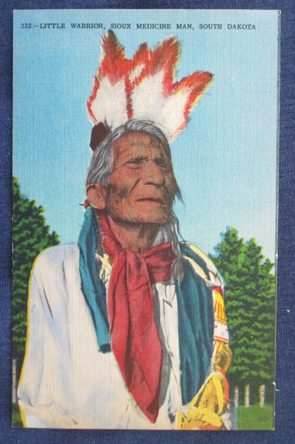 ca1950 South Dakota Sioux Indian Medicine Man Little Warrior Postcard