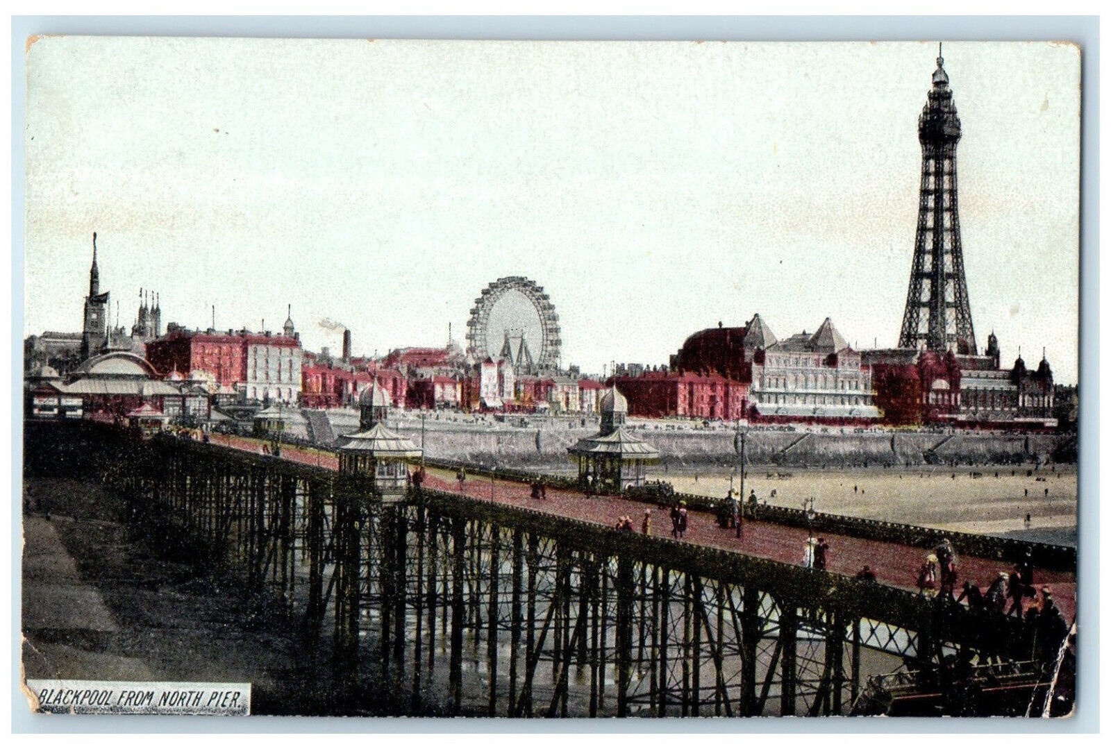 c1910 Blackpool from North Pier Lancashire England Antique Posted Postcard