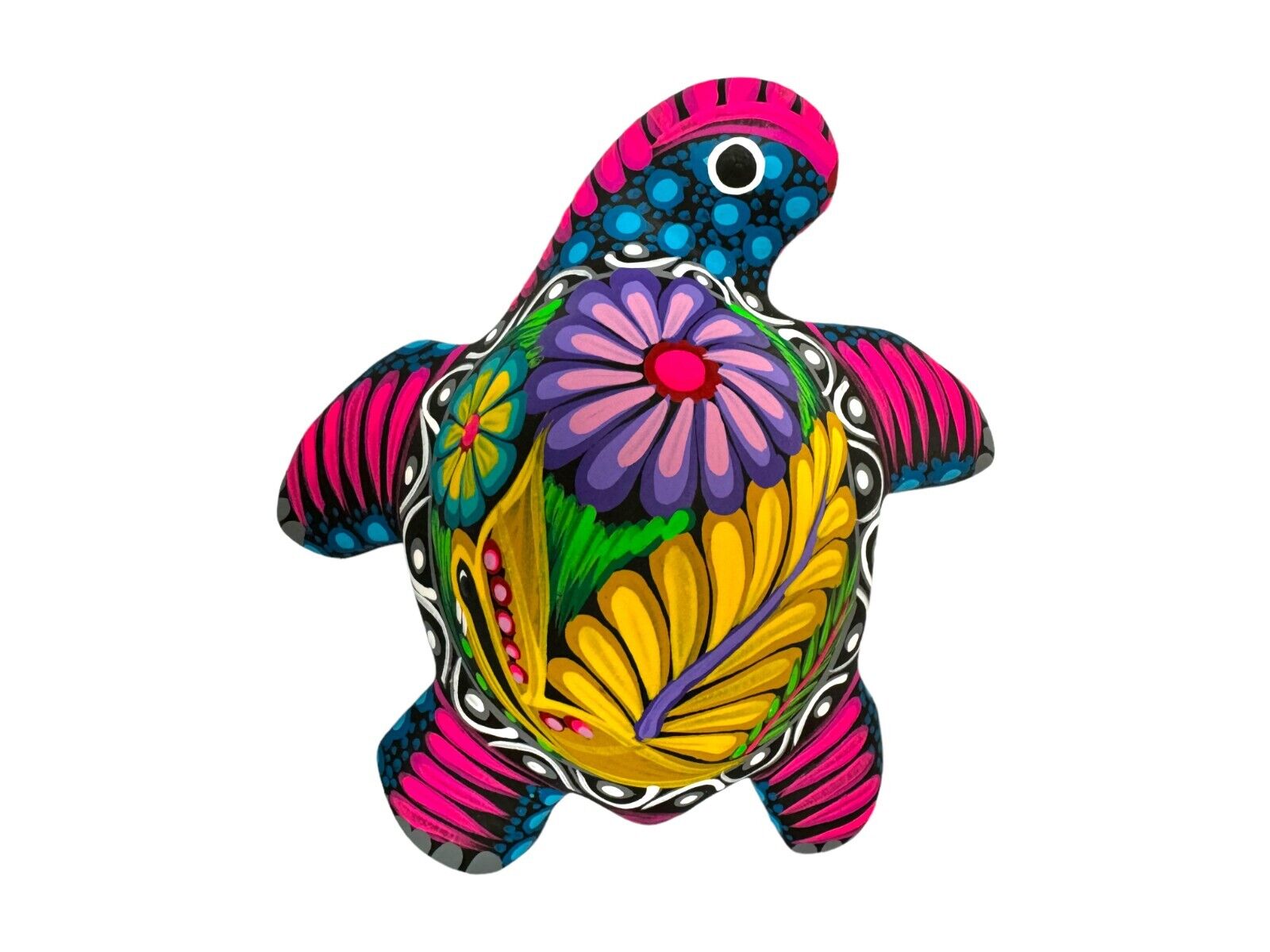 Talavera Sea Turtle Sculpture Cute Mexican Pottery Home Decor Folk Art 6.25\