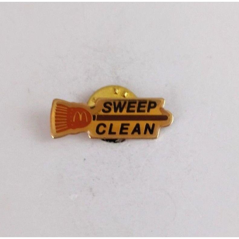 Vintage Clean Sweep Broom McDonald\'s Employee Crew Lapel Hat Pin