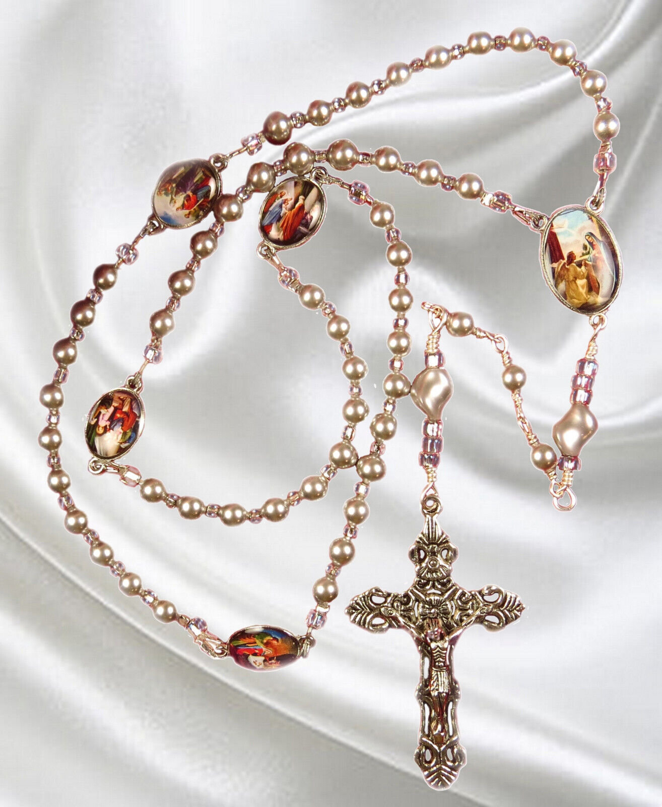 Handmade Catholic Rosary, Servite Rosary, Joyful Mystery Devotion to Mary
