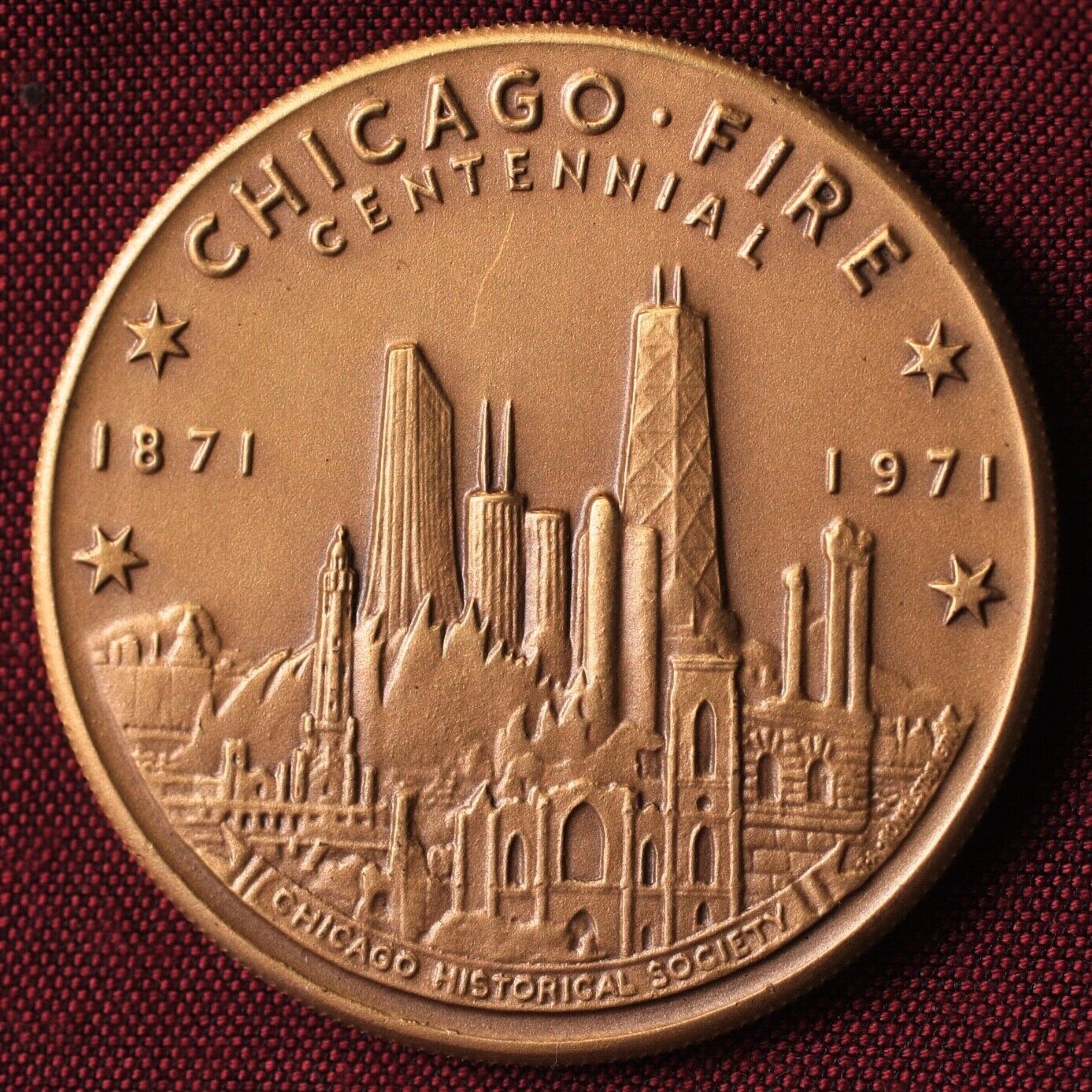 1971 Chicago Fire Centennial City of Chicago, Ill. Historical Society Medallion