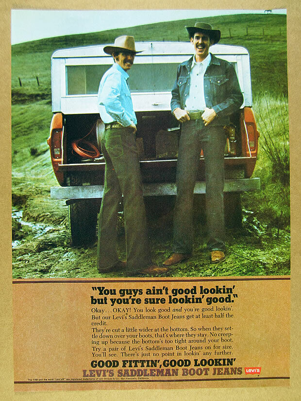 1973 Levi\'s Saddleman Boot Jeans men pickup photo levi strauss vintage print Ad
