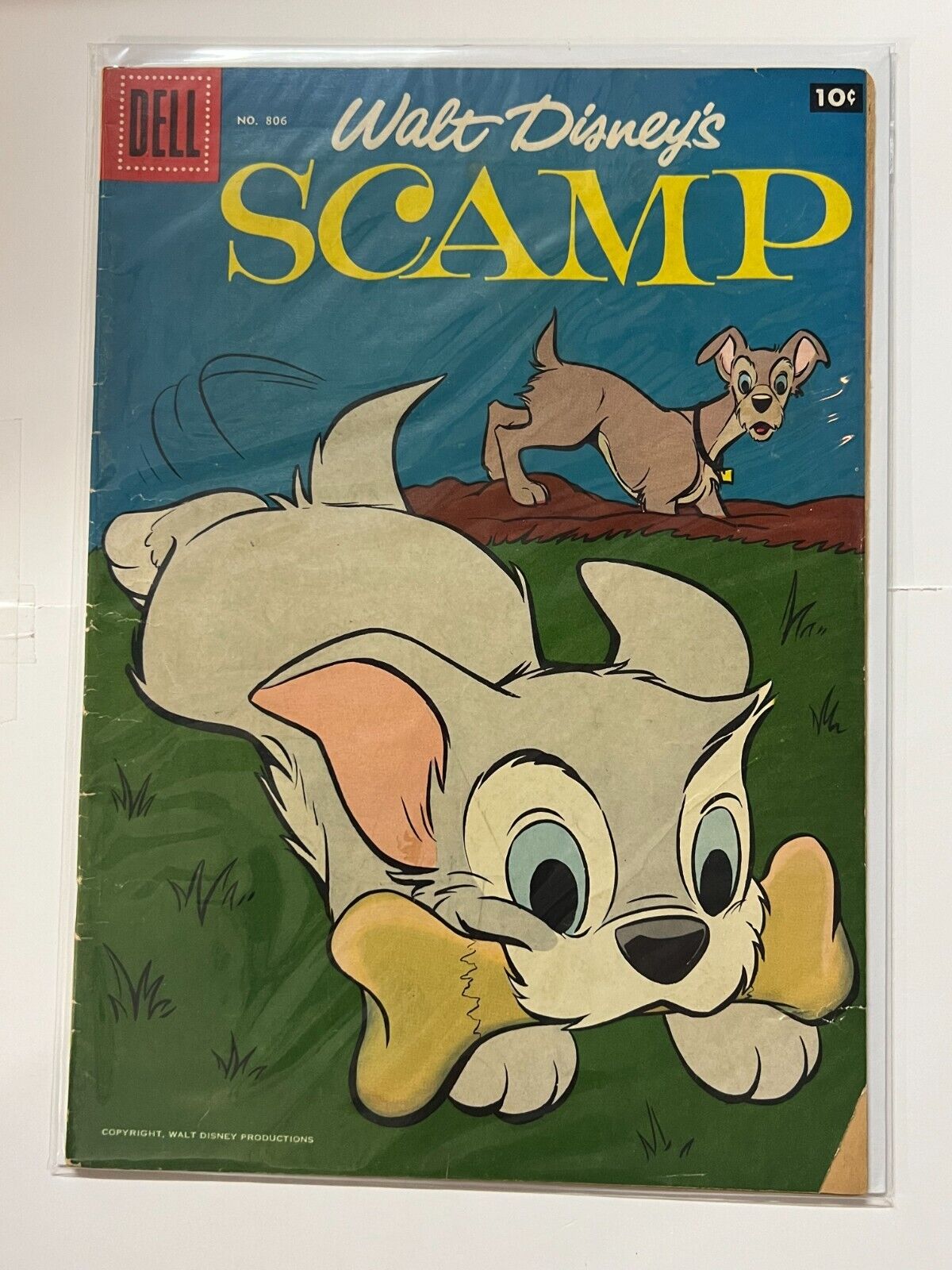 SCAMP \'WALT DISNEY\' TV/MOVIE CARTOON FUNNY ANIMALS 4-COLOR #806 1957 DELL | Comb