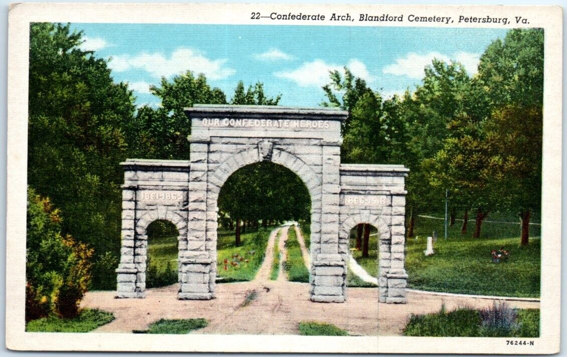 Postcard - Confederate Arch, Blandford Cemetery - Petersburg, Virginia
