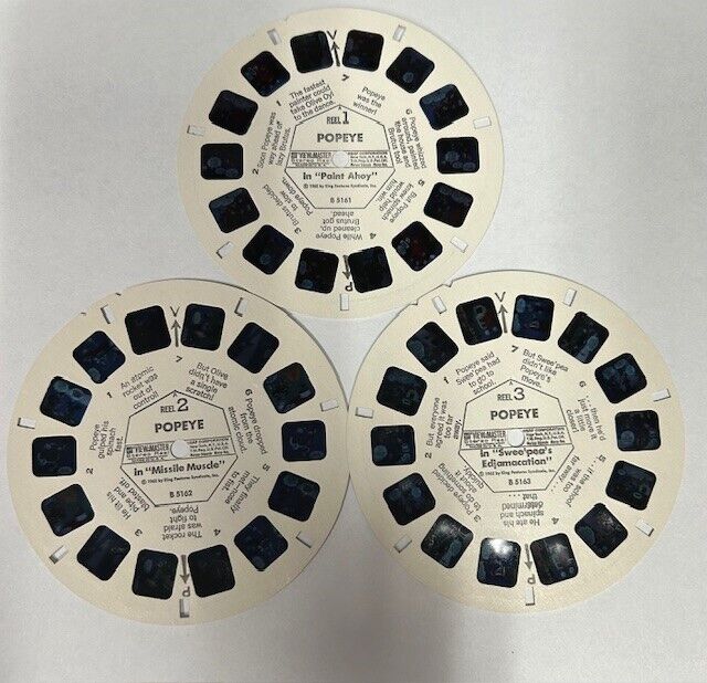 Vintage 1962 View-Master Reels Set of 3 Popeye King Features Syndicate USA