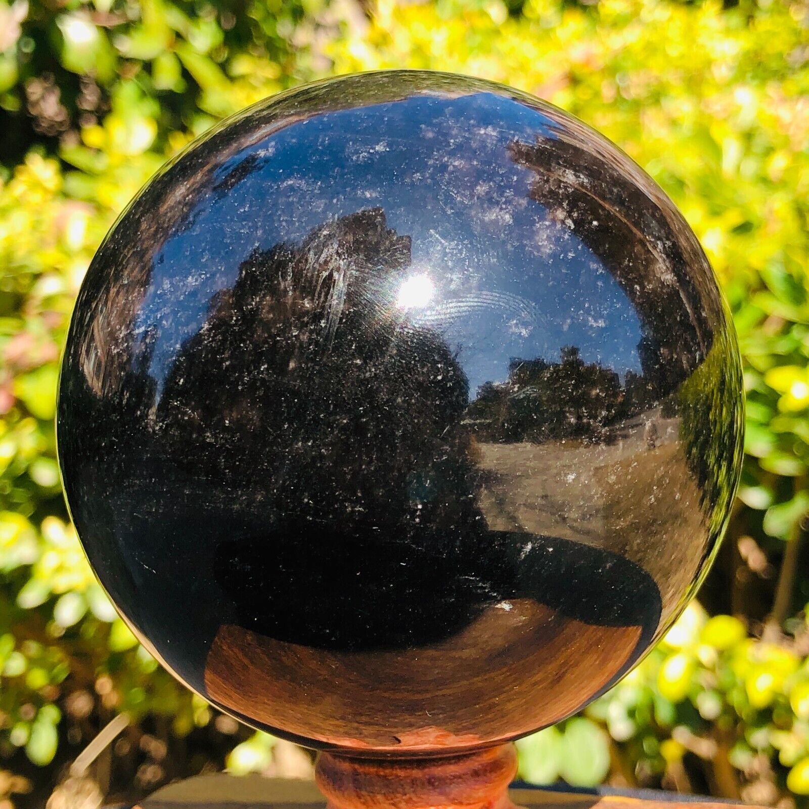 2.26LB Natural Silver Black Obsidian Sphere Quartz Crystal Ball Healing