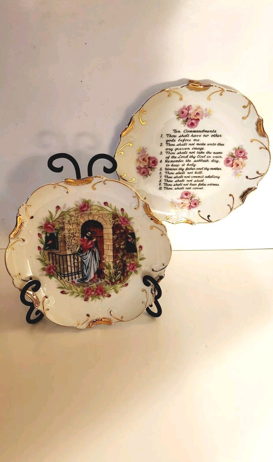 Vintage Pair of Ceramic The Ten Commandments & Jesus \