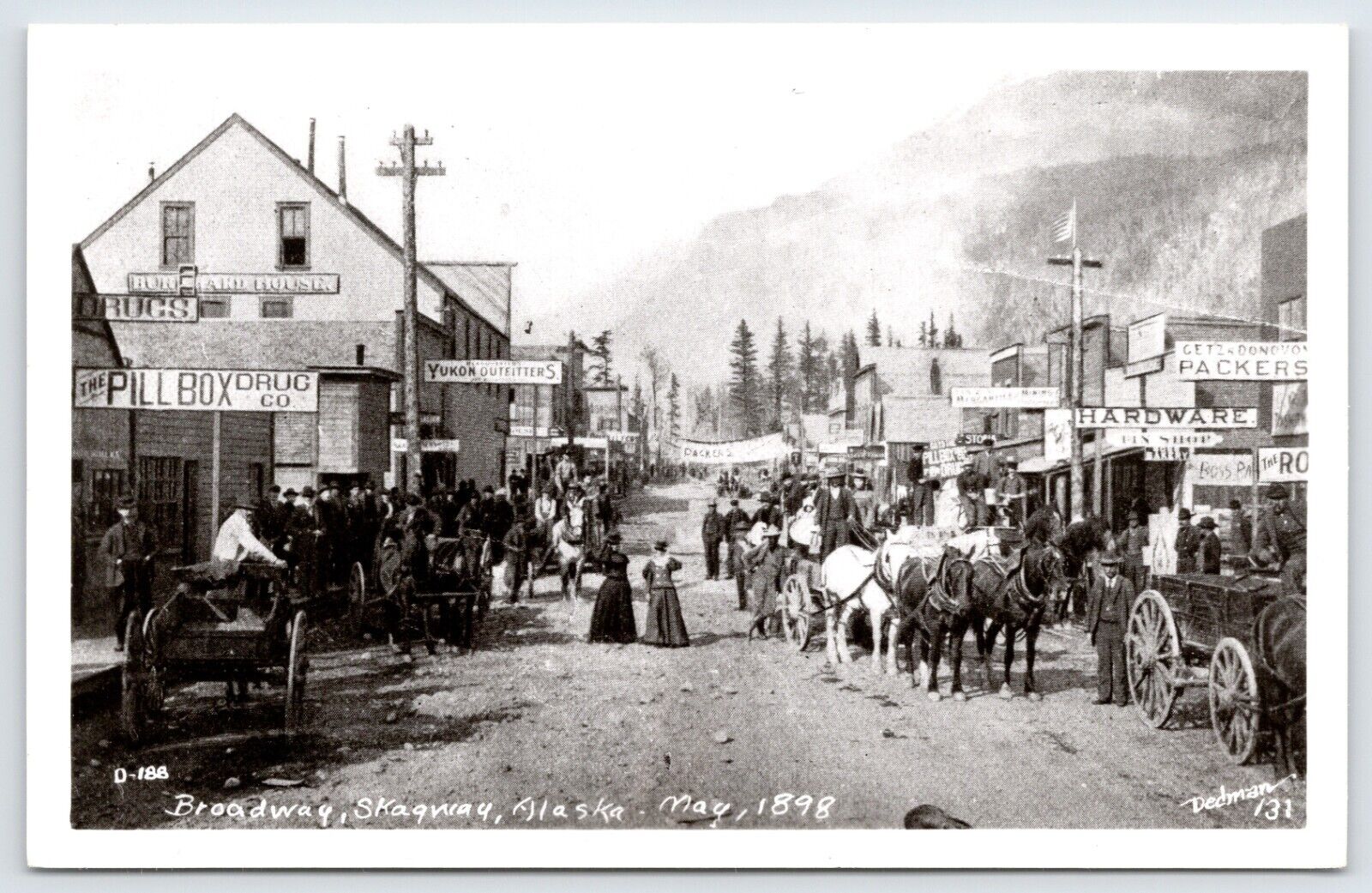 Postcard RPPC, Broadway Street Action, Gold Rush, Skagway AK May 1898 Unposted