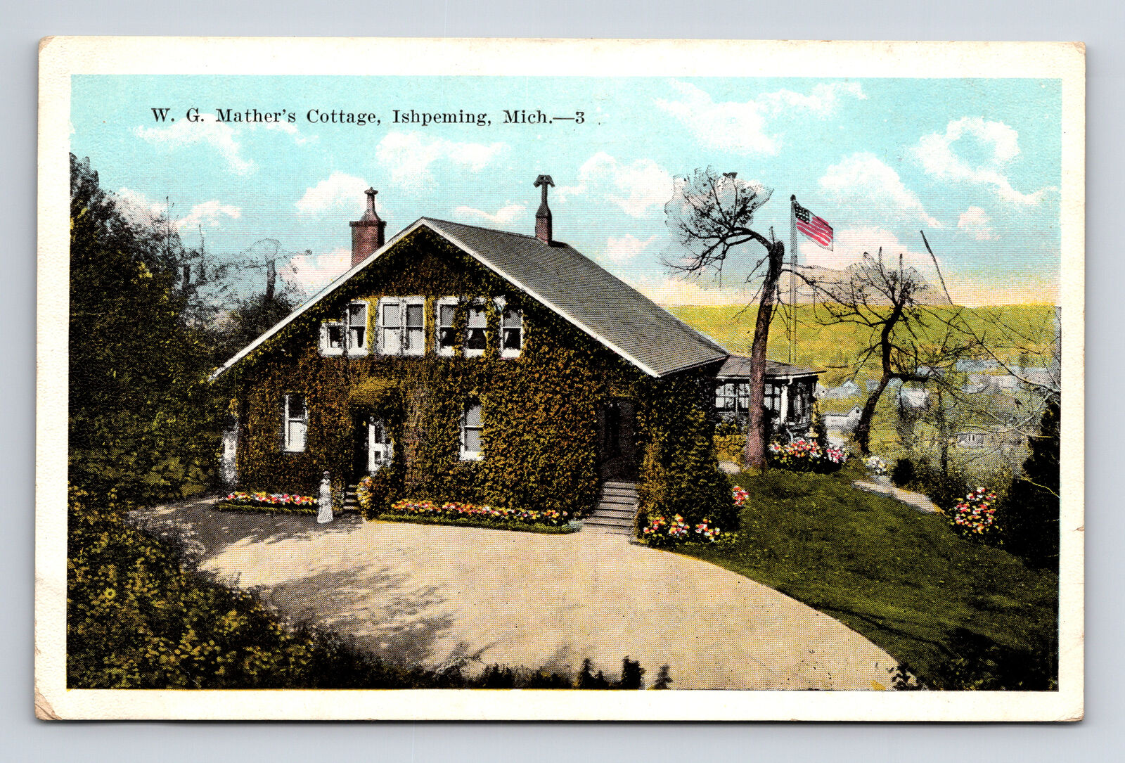 WG Mather\'s Cottage Ishpeming Michigan MI Postcard