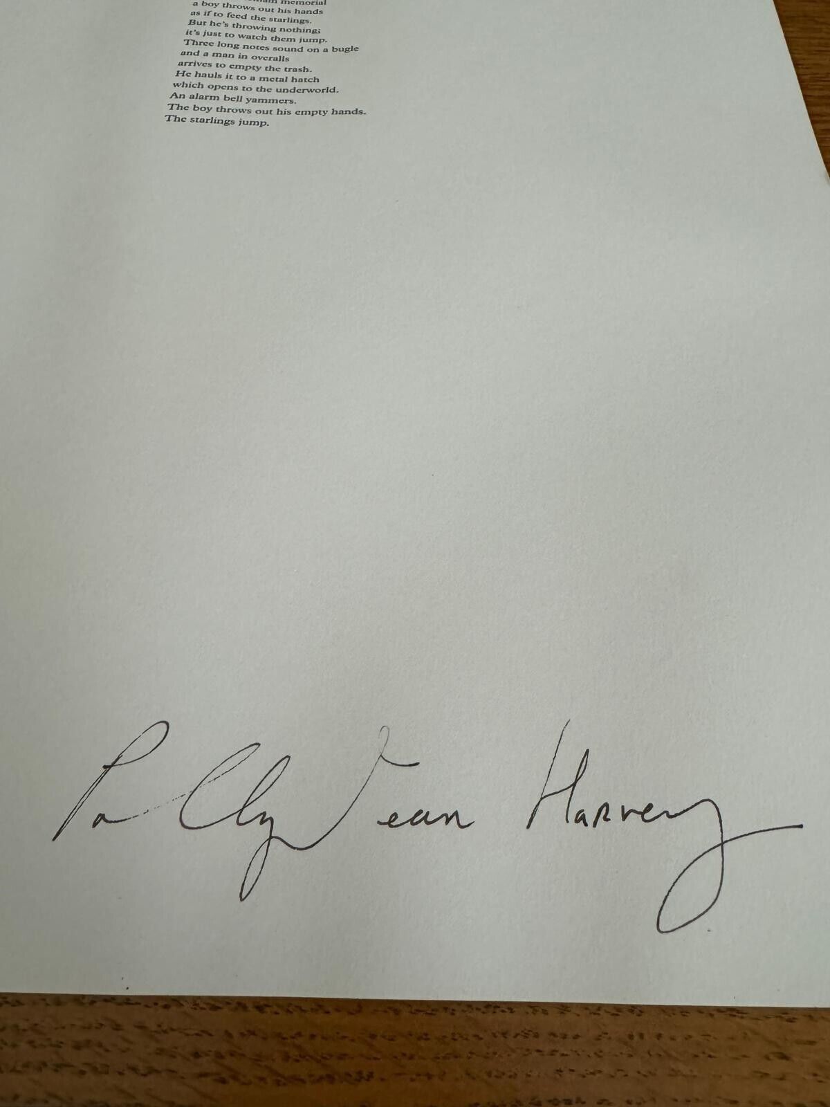 PJ Harvey Hand Signed Poem \