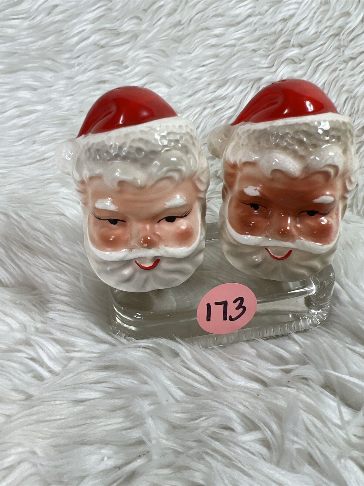 Vintage BRINN'S Santa Claus Head Figural Salt & Pepper Shakers TX-1231
