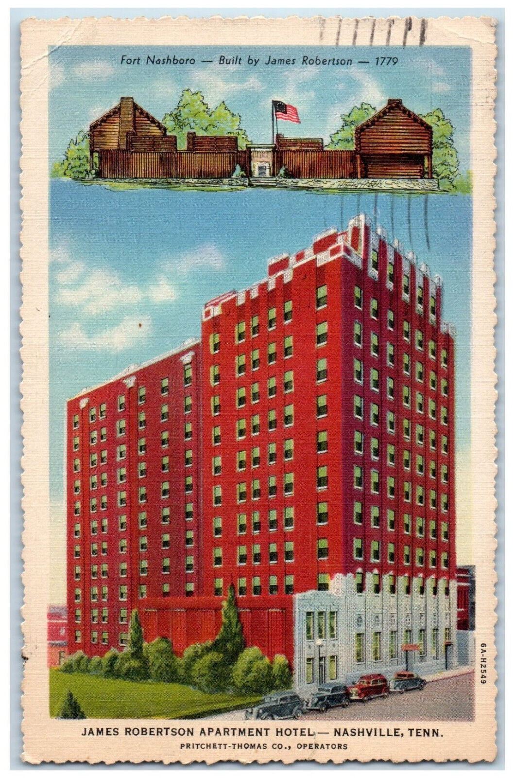 1937 James Robertson Apartment Hotel Nashville Tennessee TN Postcard