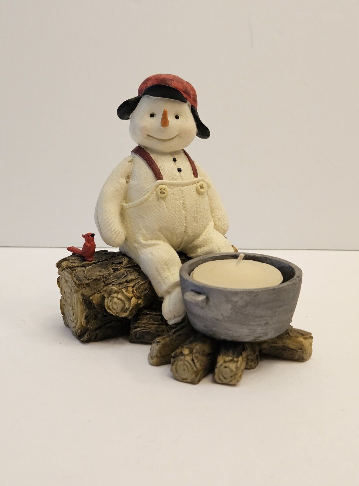 Hallmark Coldwell Snowman Lumberjack Tealight Candle Holder Campfire Winter 