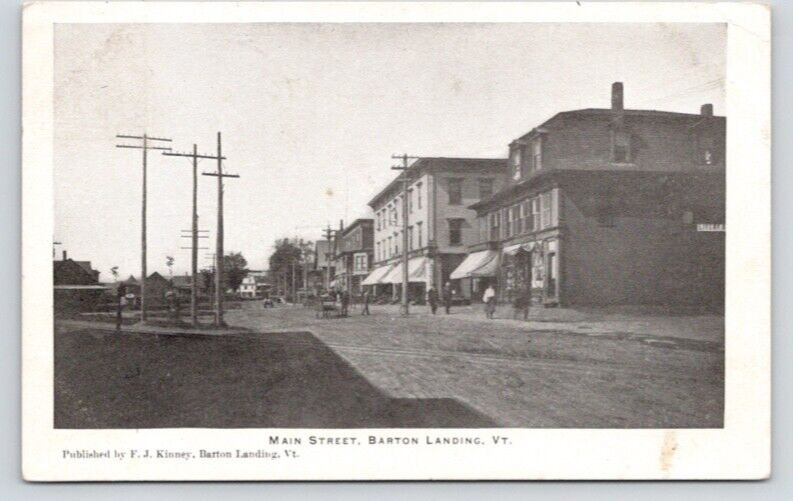 POSTCARD STREET SCENE MAIN STREET BARTON LANDING VERMONT - 1906