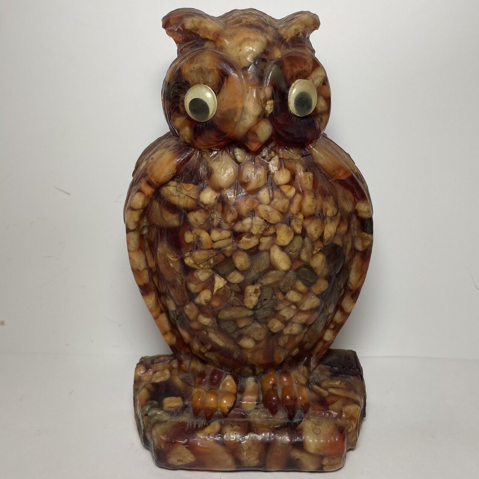 Vintage MCM 70’s Lucite Vomit Art Mold Owl Decor Amber AS IS