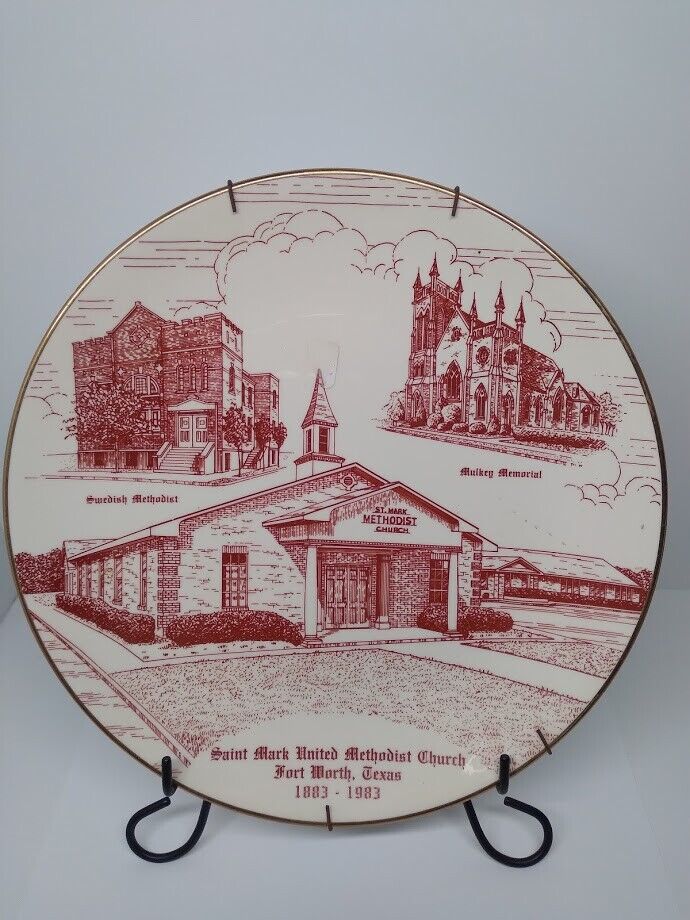 Vtg Fort Worth Texas Methodist Church Collector Plate 1883 - 1983/ 10 \