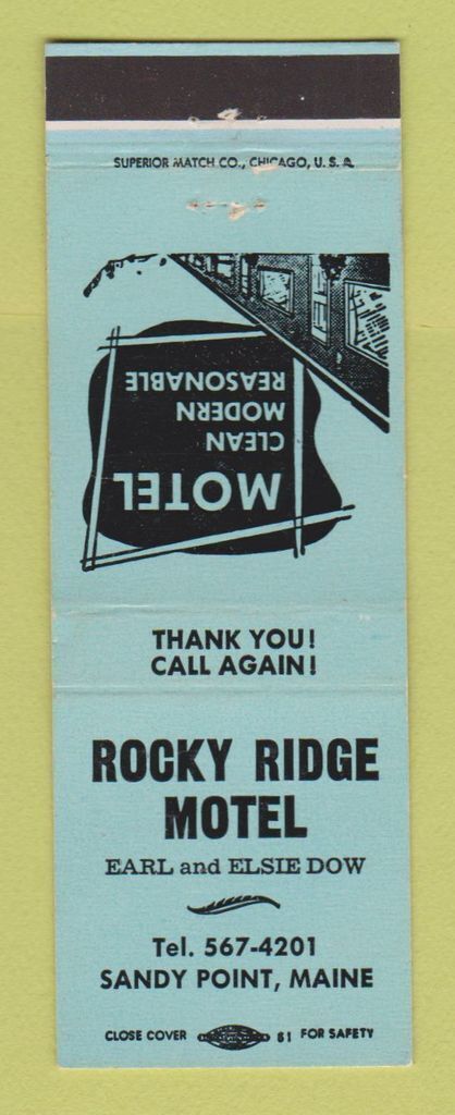 Matchbook Cover - Rocky Ridge Motel Sandy Point ME