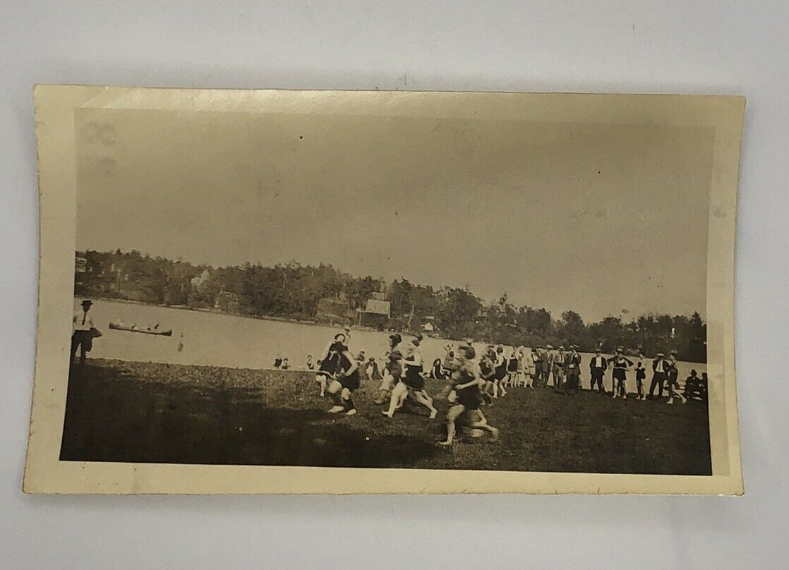 Antique Photo Snapshot Women Running Race 