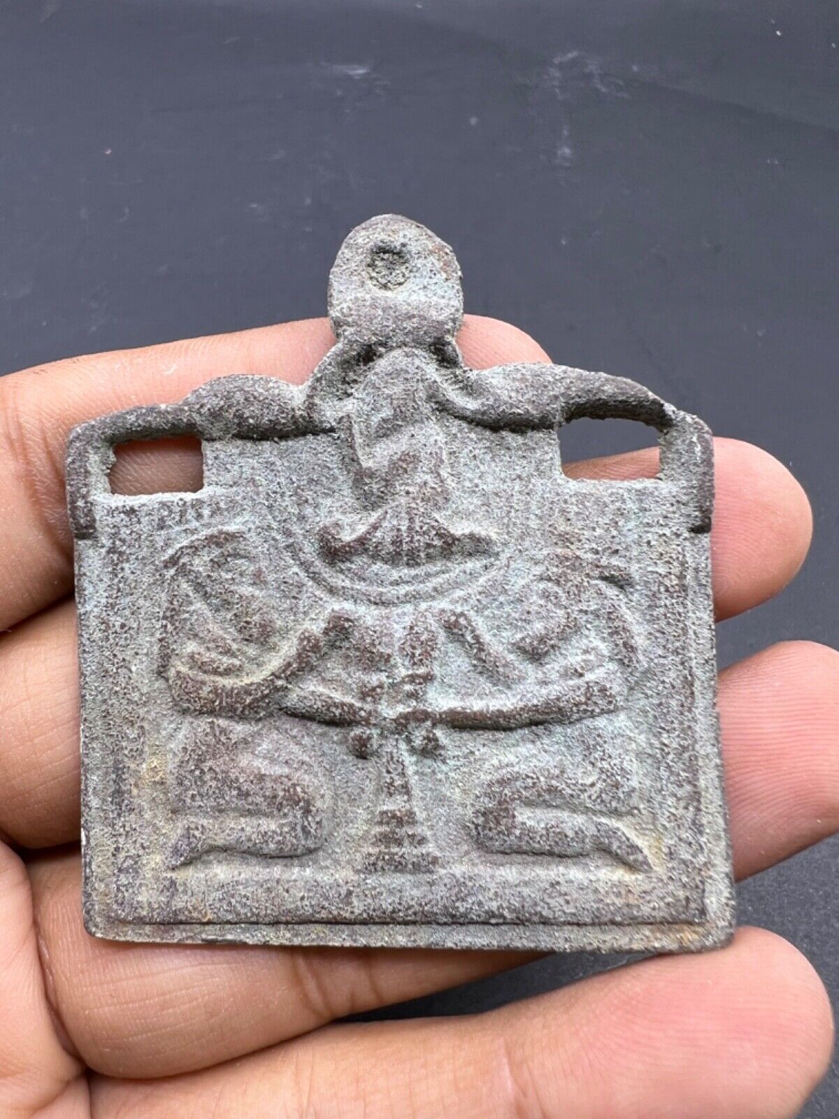 Old Wonderful Sasanian Antiquity Ancient Bronze Pendent With Story Engraved