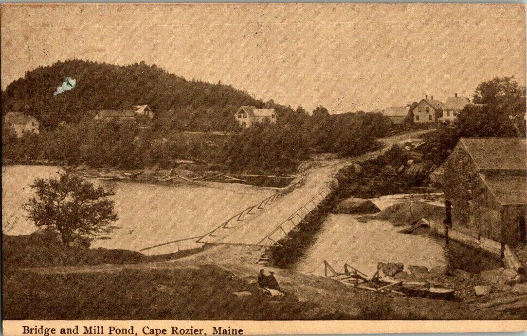 1912. CAPE ROZIER, MAINE. BRIDGE AND MILL POND. POSTCARD EE2