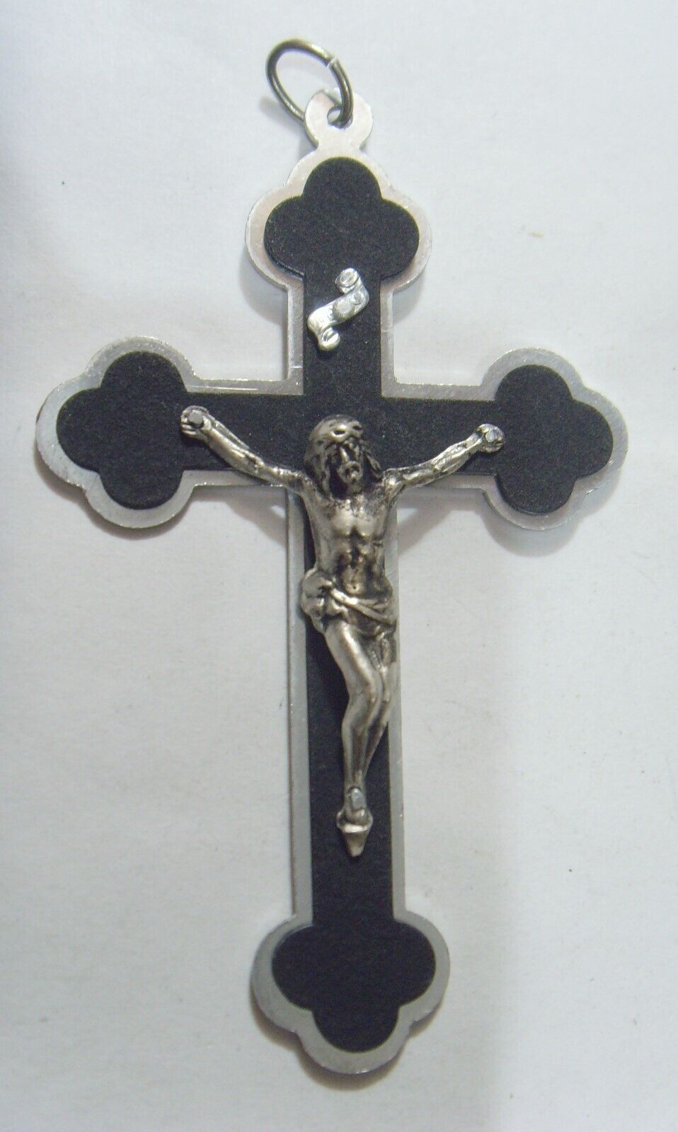 vintage catholic pectoral 3 inch crucifix cross religious pendant Italy 53174
