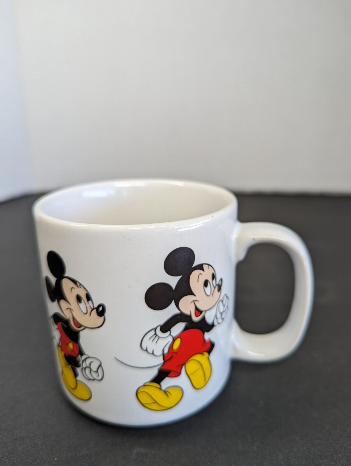 Vintage Disney Mickey Mouse Coffee Mug Tea Cup Mickey Walking all Around 