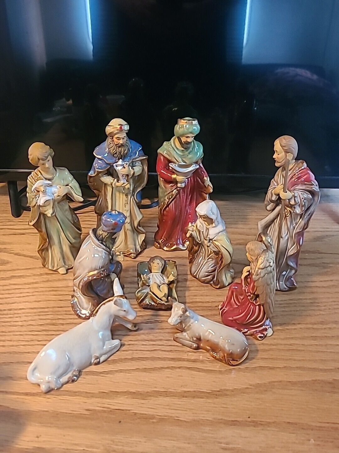Kirkland 10 Piece Hand Painted, Ceramic Nativity Set
