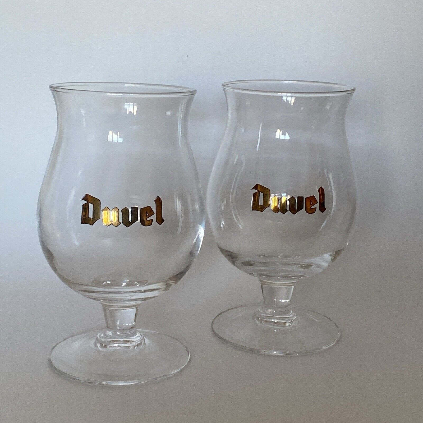 PAIR ~ Duvel Belgium Brewery Beer Glass Stemmed Tulip Glass Goblet,  6.5\