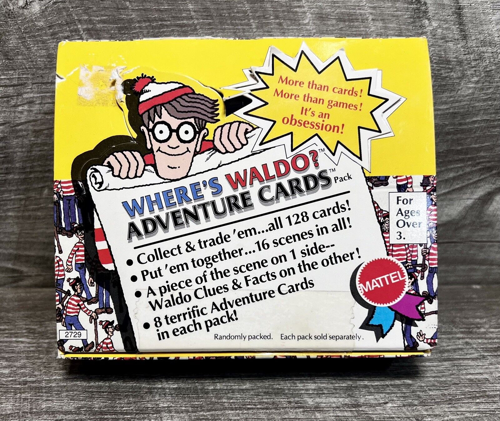 1991 Mattel Wheres Waldo Adventure Cards 24 Factory Sealed Packs in Opened Box