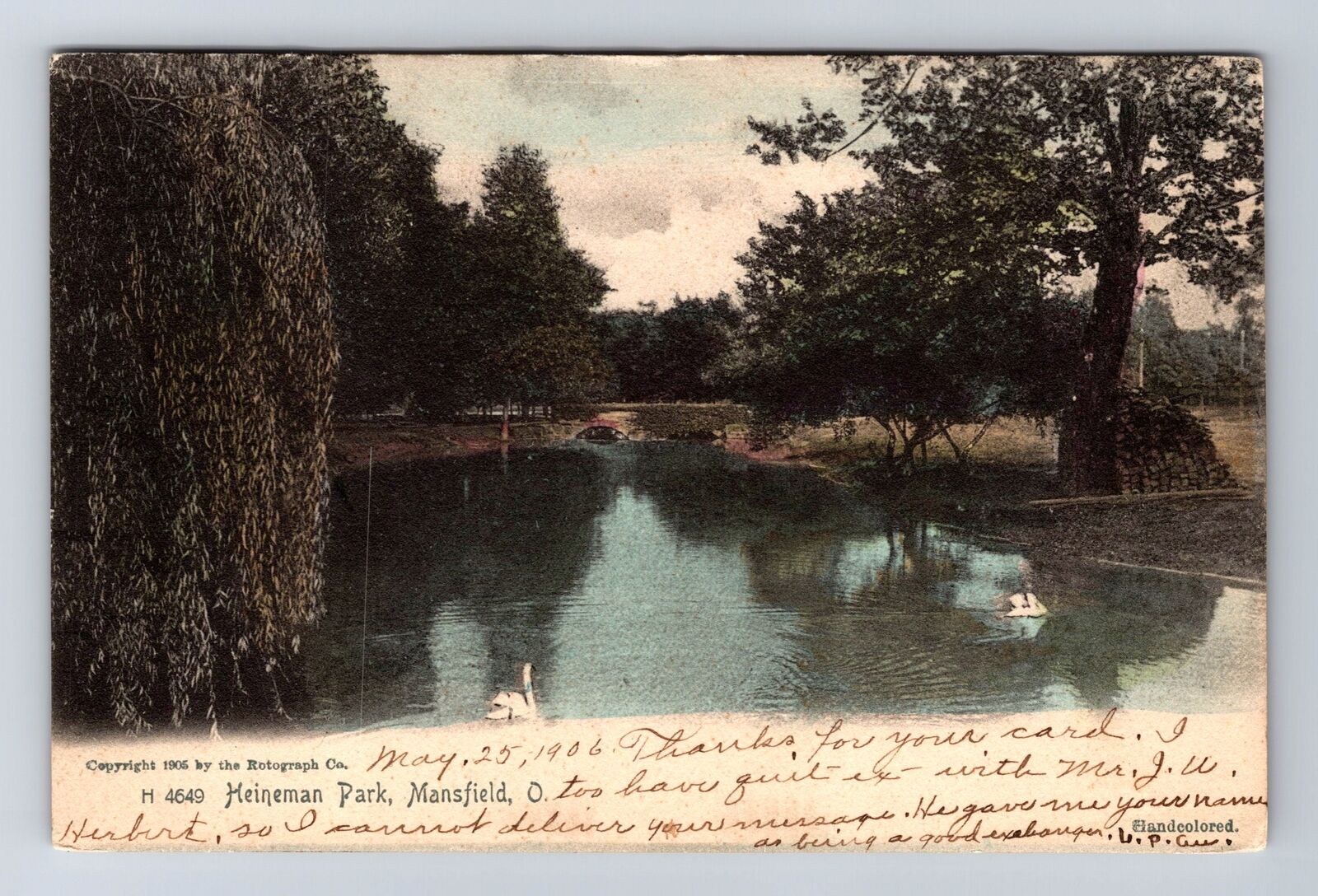 Mansfield OH-Ohio, Heineman Park Scenic View, Antique, Vintage c1906 Postcard