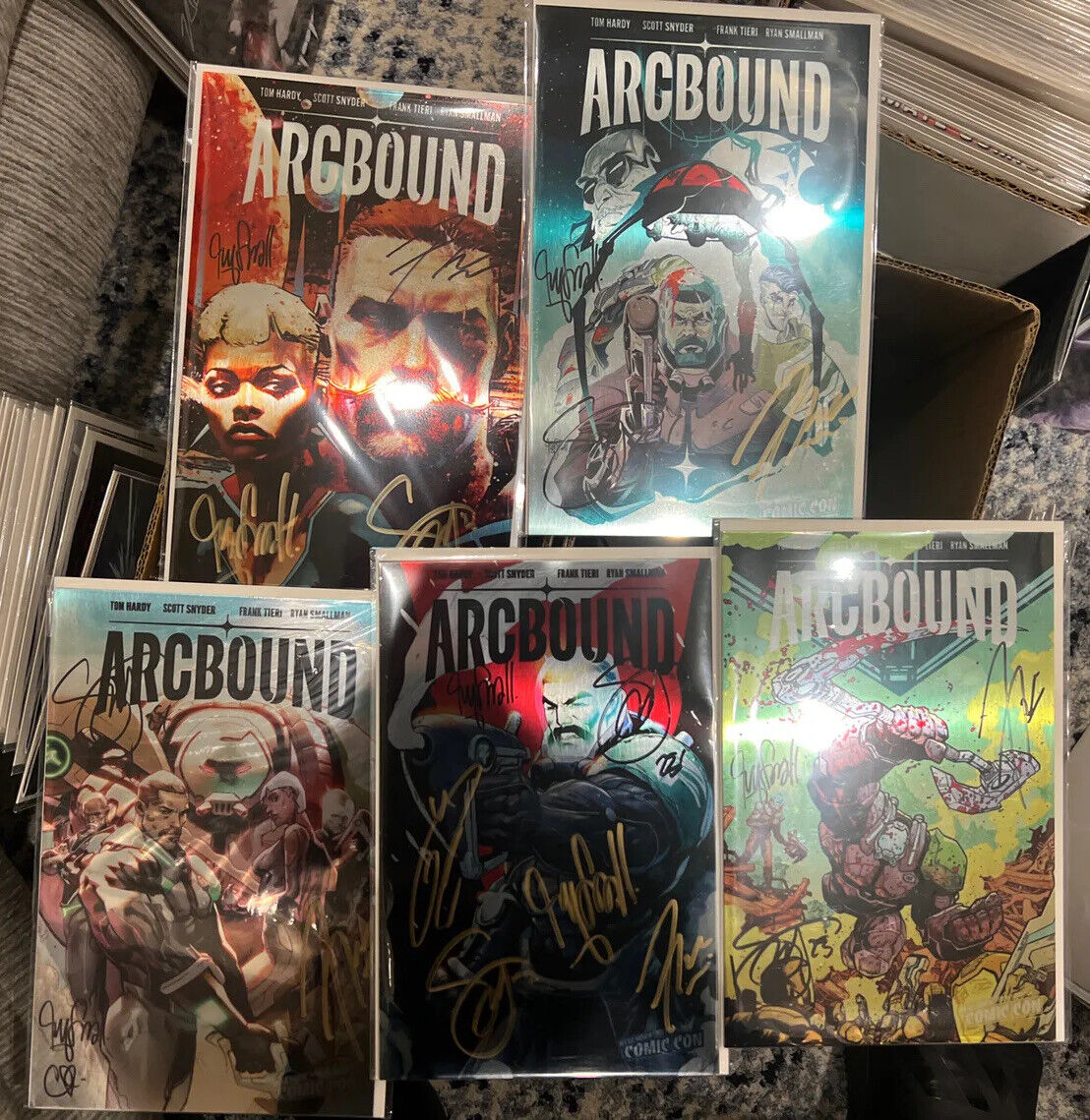 Arcbound #1 Ashcan Metal NYCC Set Signed By Tom Hardy, Scott Snyder, Smallman