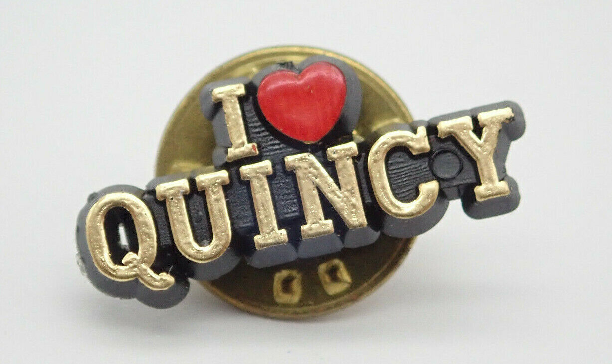 I Heart Quincy Gold Tone Vintage Lapel Pin 