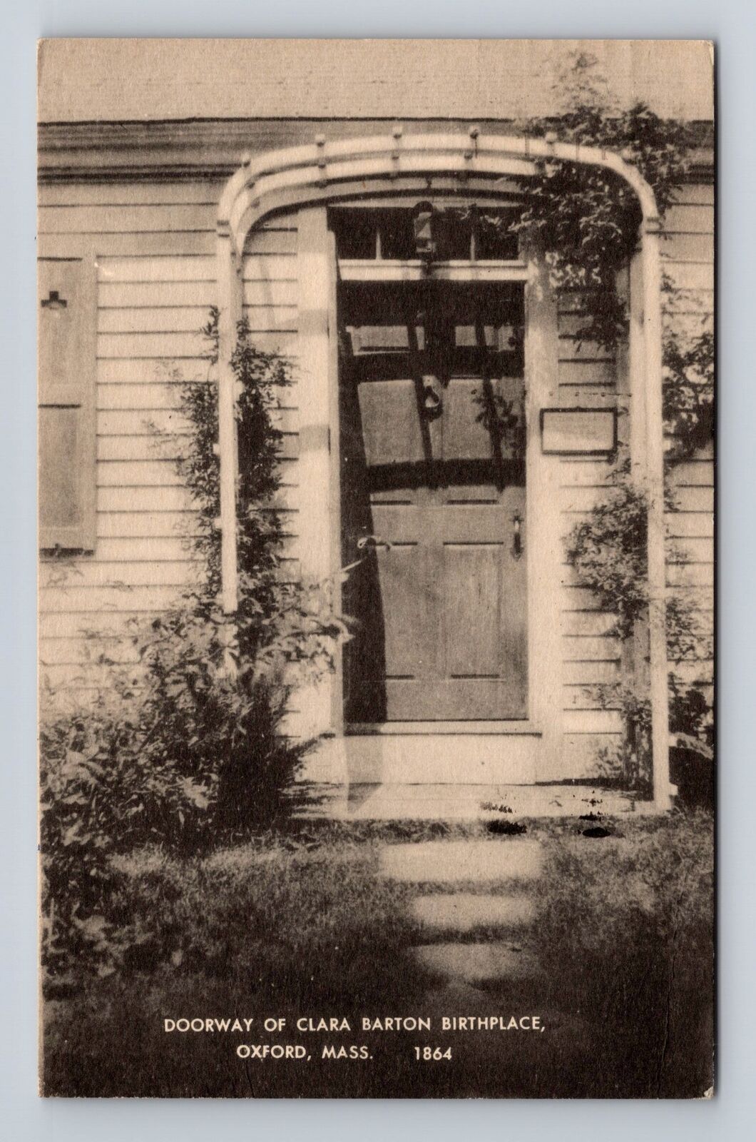 Oxford MA-Massachusetts, Doorway Of Clara Baraton Birthplace Vintage Postcard