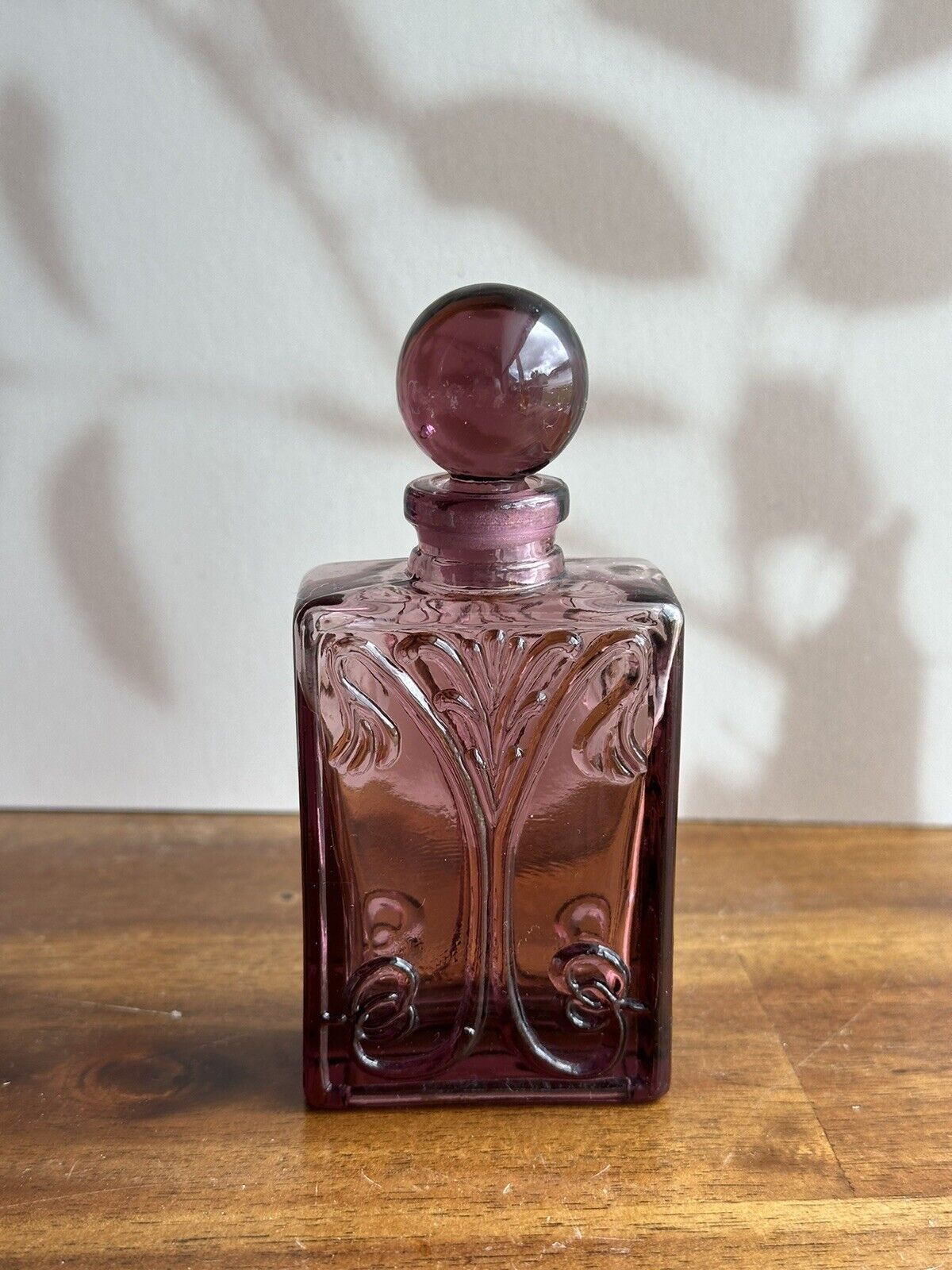 Vintage Art Nouveaux Amethyst Glass Perfume Bottle 