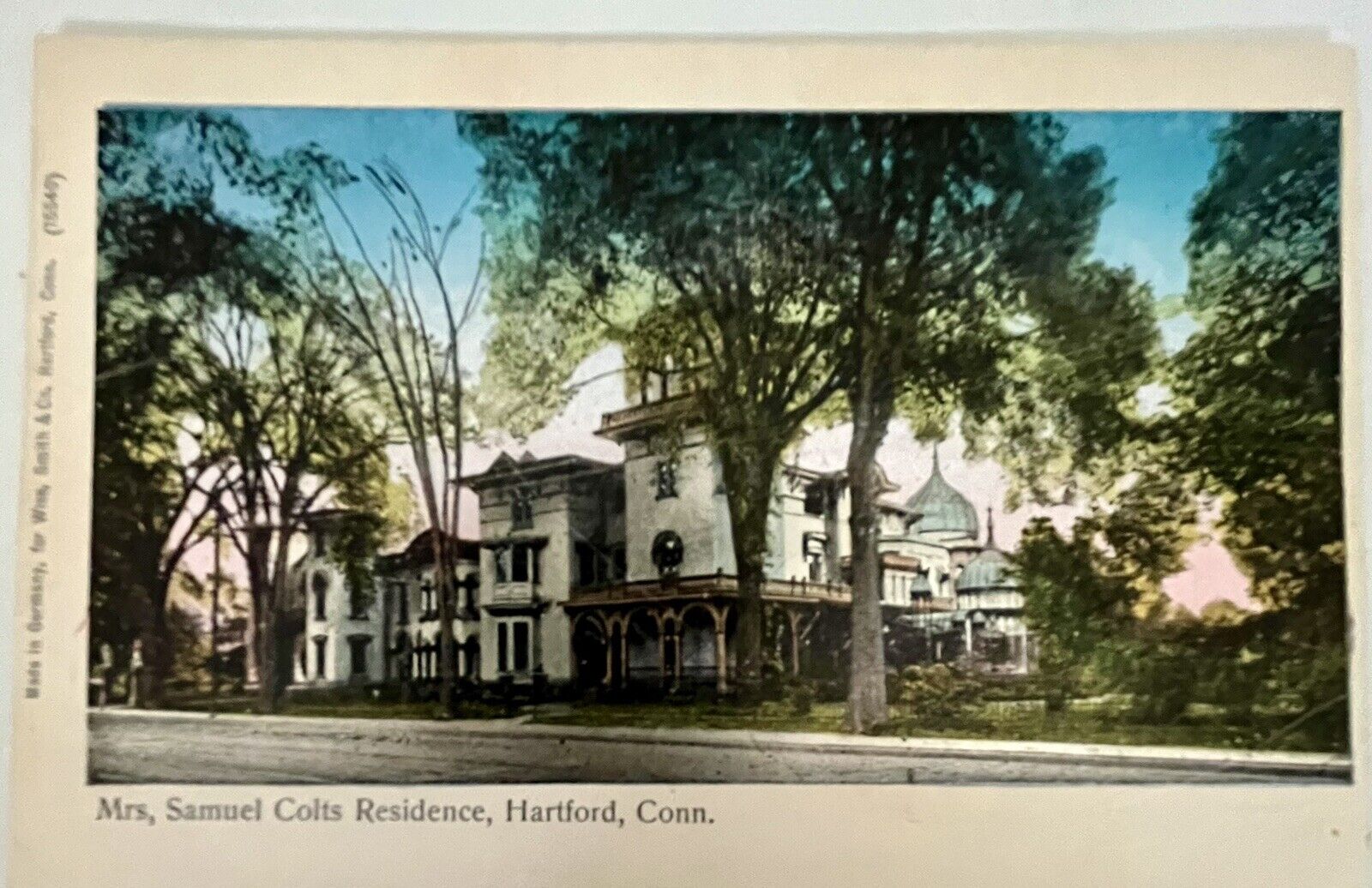 Postcard Antique Hartford, Conn. Mrs Samuel Colts Residence Iridescent Shine