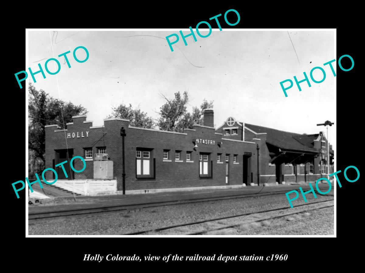 OLD 8x6 HISTORIC PHOTO OF HOLLY COLORADO THE RAILROAD DEPOT STATION c1960