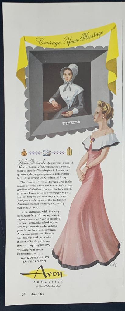 Magazine Ad* - 1943 - Avon Cosmetics - World War 2 - Lydia Darragh