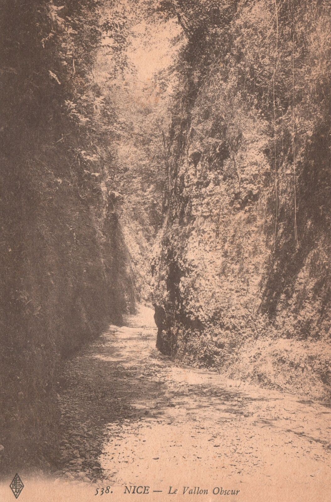 Le Vallon Obscur Pathways Between The Rocks Nice France Vintage Postcard