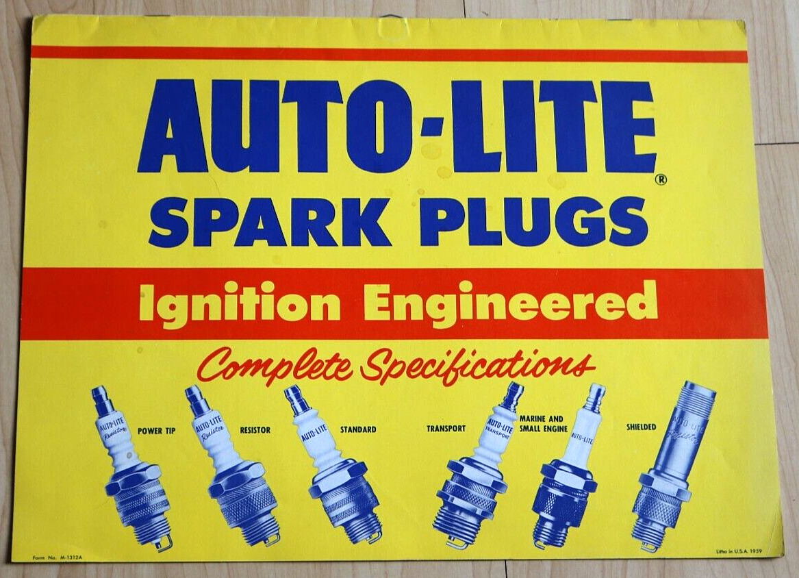 1959 auto lite spark plugs complete specifications hanging chart