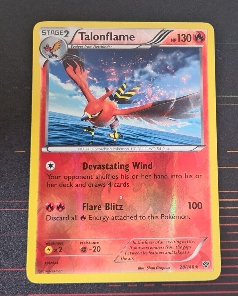 Pokémon TCG Talonflame XY 28/146 Reverse Holo Holo Rare [Spot Print Error]