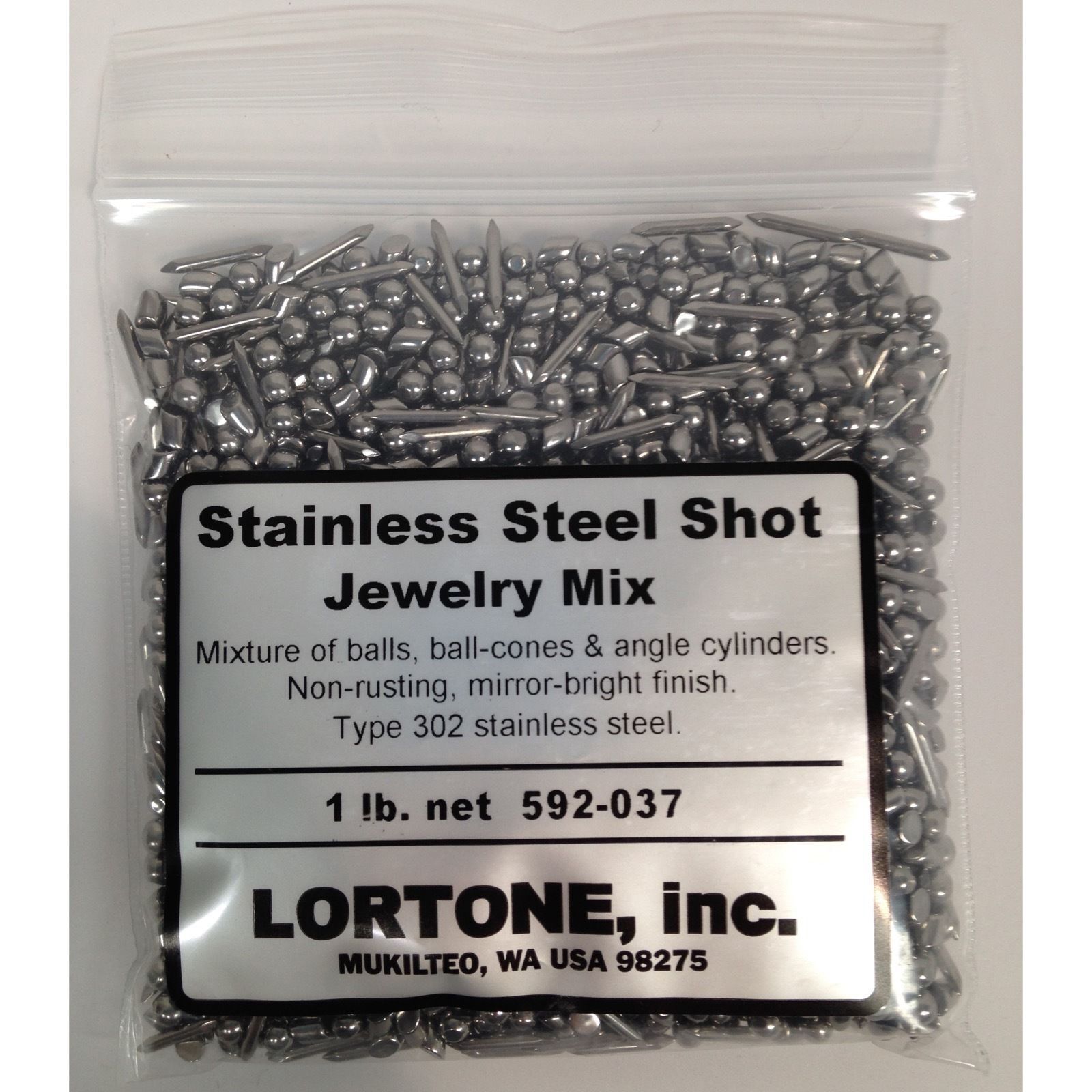 Lortone Stainless Steel Shot Mix 1 lb for Tumbling Jewelry Various Shapes