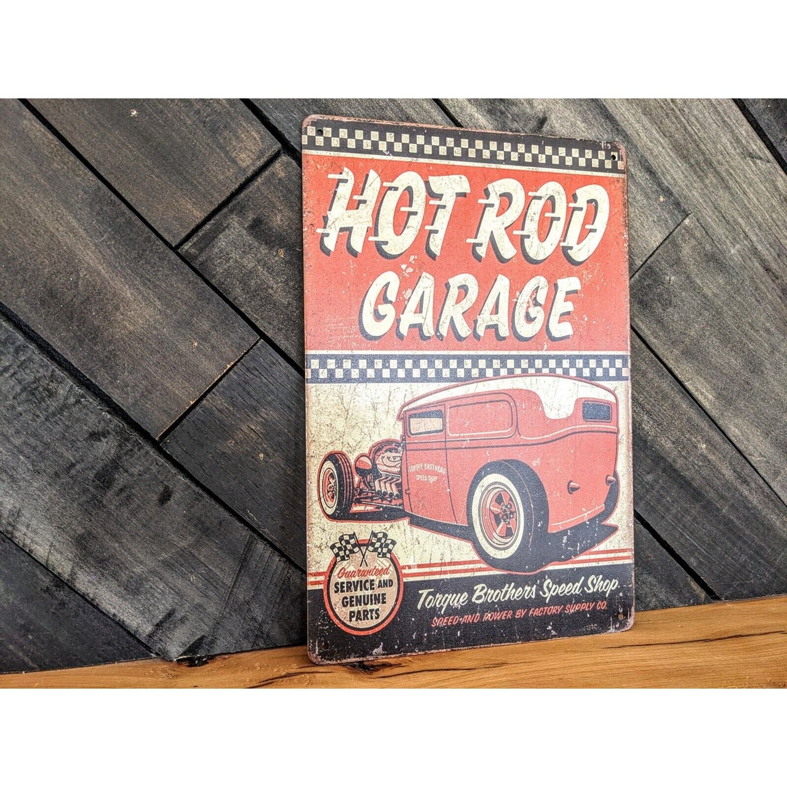 Hot Rod Garage Sign - Torque Brothers Speed Shop Sign