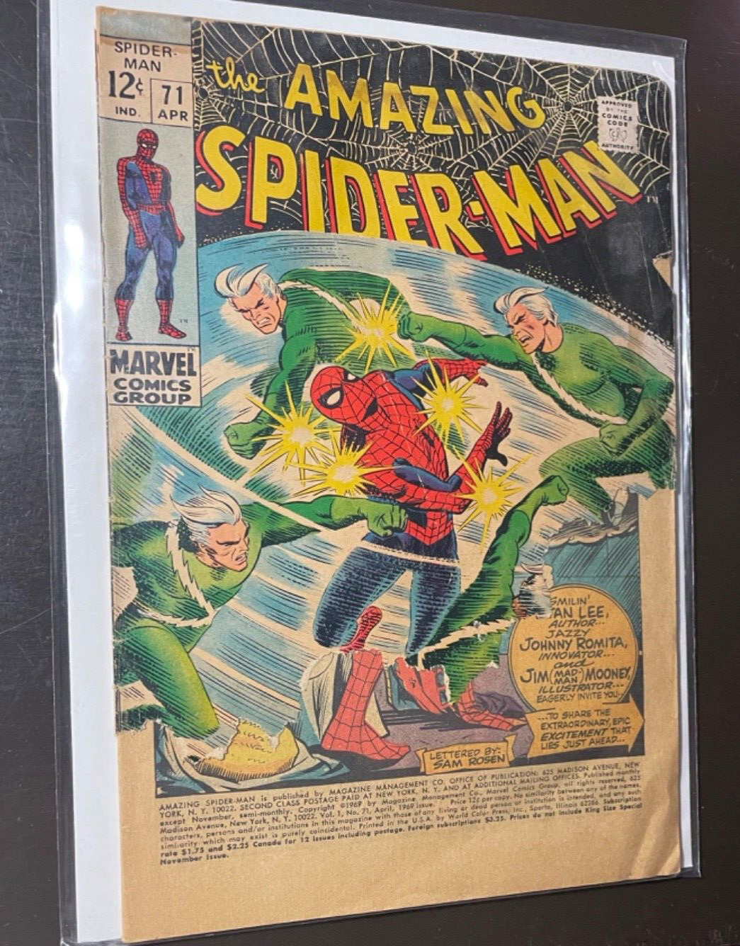 1969 Vintage Comic Book Spider Man  71 POOR Low Grade Marvel Comic