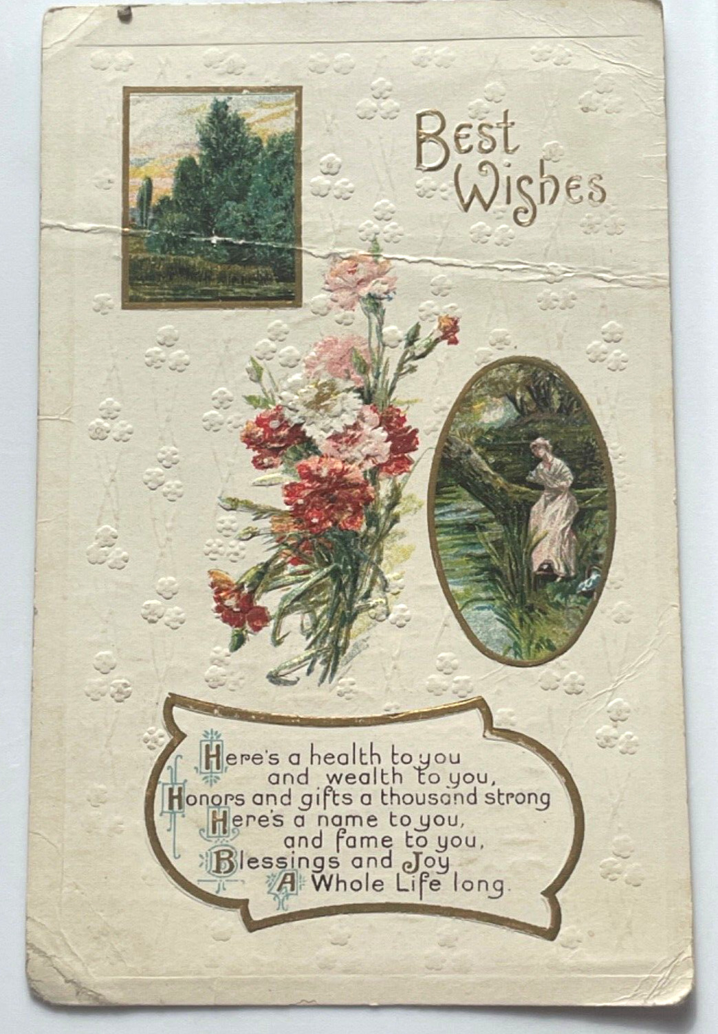 Victorian postcard Best Wishes postmark November 7, 1911 LaFayette IL