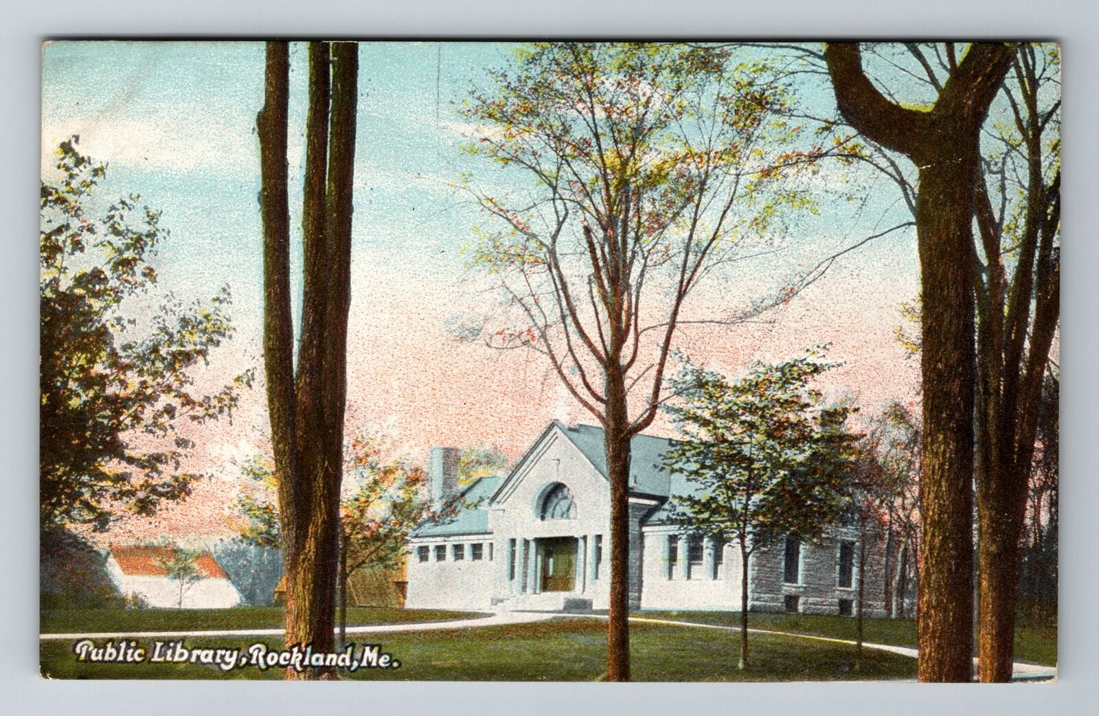 Rockland ME-Maine, Public Library, Antique, Vintage Souvenir Postcard